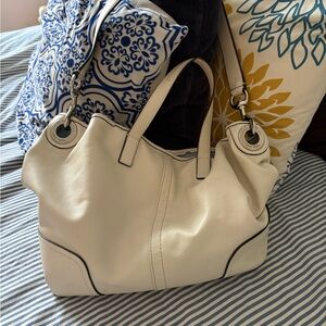 Coach Winter White Leather Satchel